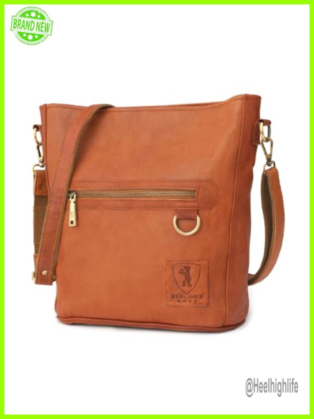 Full Grain Leather Crossbody Purse Vegetable-Tanned Everyday Bag